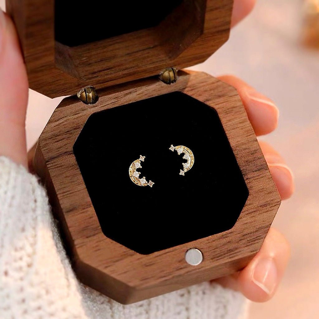 Gilded Moon Stud Earrings - Hypoallergenic - Abbott Atelier