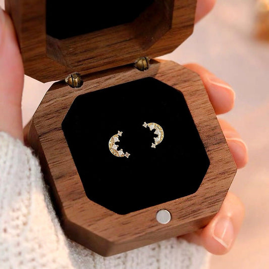Gilded Moon Stud Earrings - Hypoallergenic - Abbott Atelier