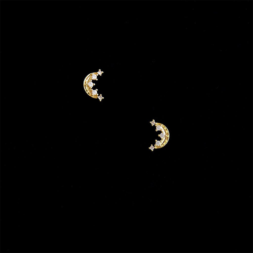 Gilded Moon Stud Earrings - Hypoallergenic - Abbott Atelier