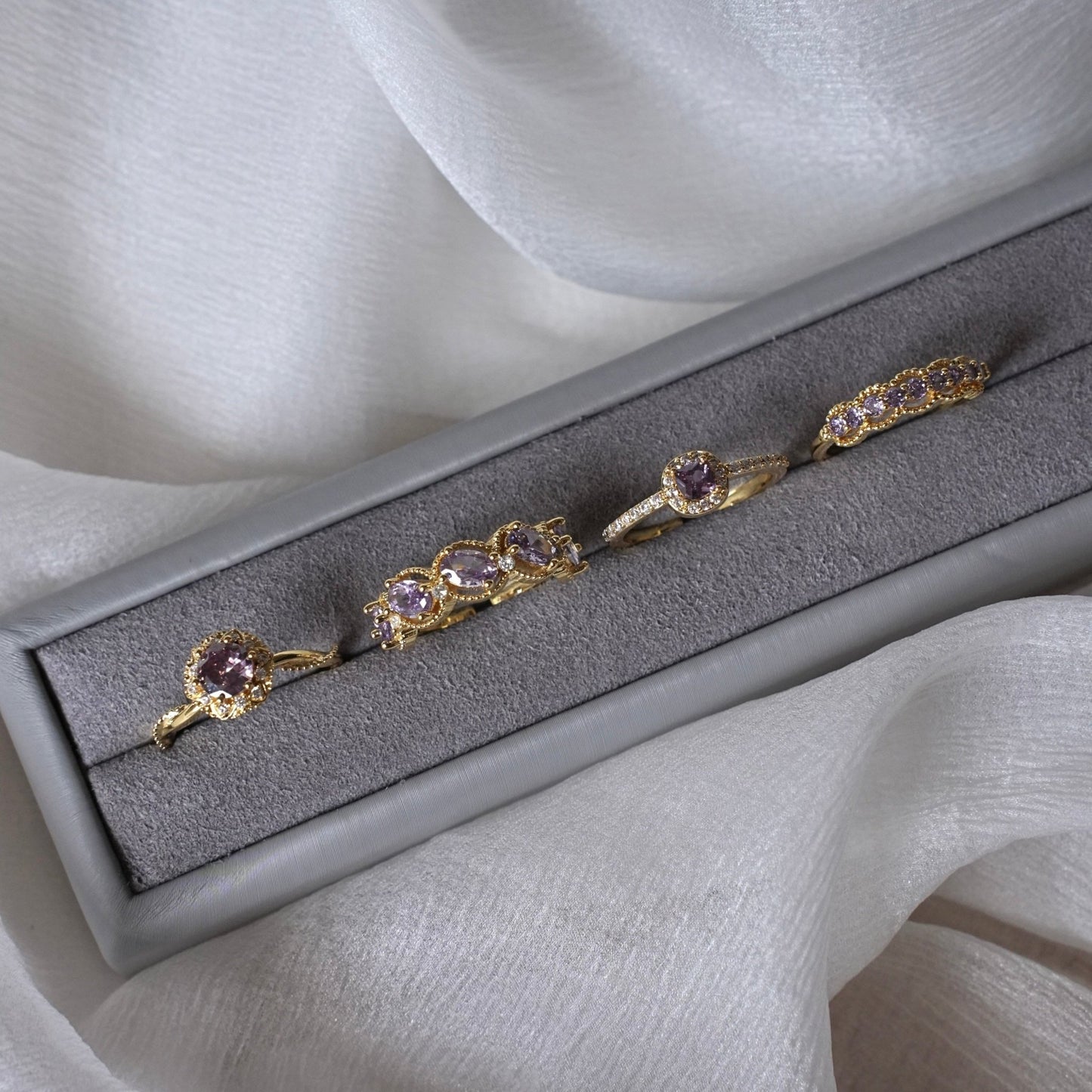 Gilded Oval Amethyst Ring - Gold-Plated - Abbott Atelier