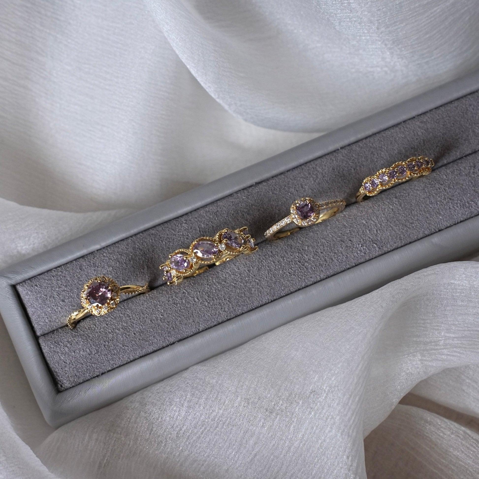 Gilded Oval Amethyst Ring - Gold-Plated - Abbott Atelier