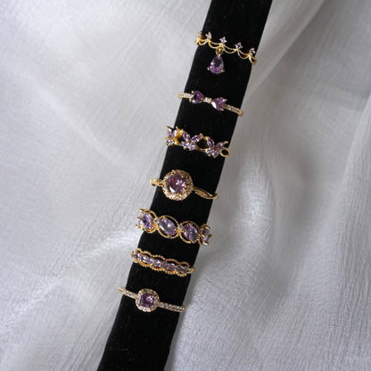 Gilded Oval Amethyst Ring - Gold-Plated - Abbott Atelier