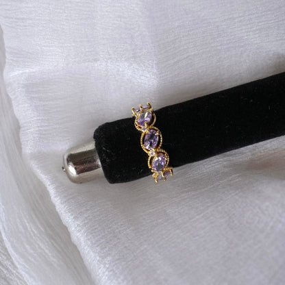 Gilded Oval Amethyst Ring - Gold-Plated - Abbott Atelier