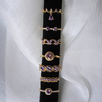 Gilded Oval Amethyst Ring - Gold-Plated - Abbott Atelier