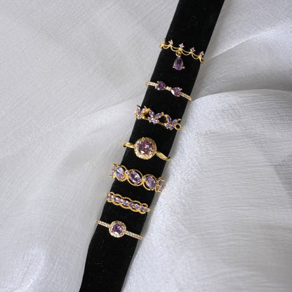 Gilded Oval Amethyst Ring - Gold-Plated - Abbott Atelier