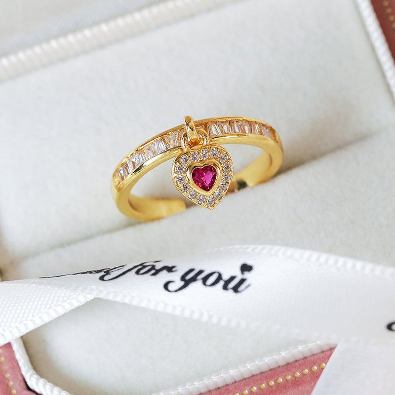 Ruby Heart Ring in Gold