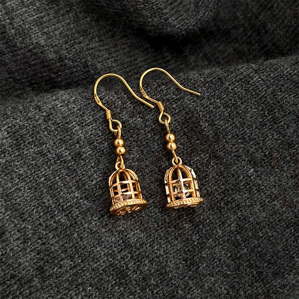 Golden Birdcage Earrings - Hypoallergenic - Abbott Atelier