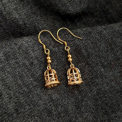 Golden Birdcage Earrings - Hypoallergenic - Abbott Atelier
