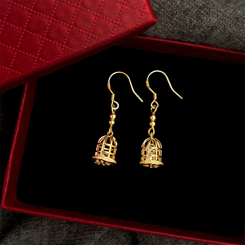 Golden Birdcage Earrings - Hypoallergenic - Abbott Atelier