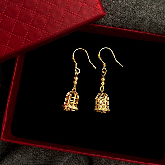 Golden Birdcage Earrings - Hypoallergenic - Abbott Atelier