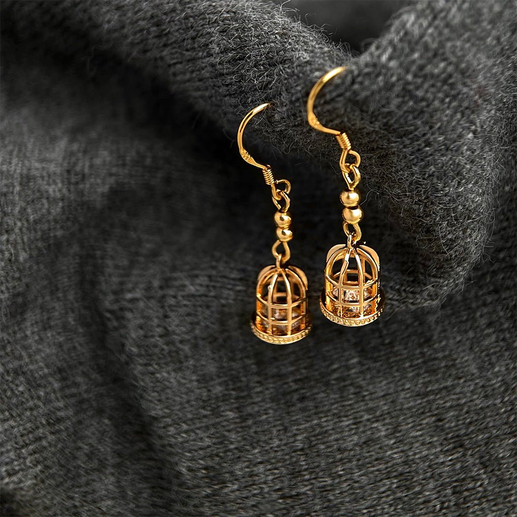 Golden Birdcage Earrings - Hypoallergenic - Abbott Atelier