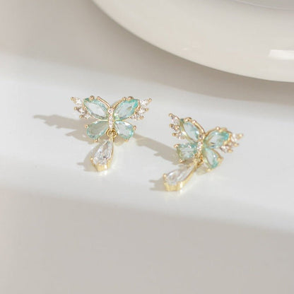Green Butterfly Earrings - Hypoallergenic - Abbott Atelier