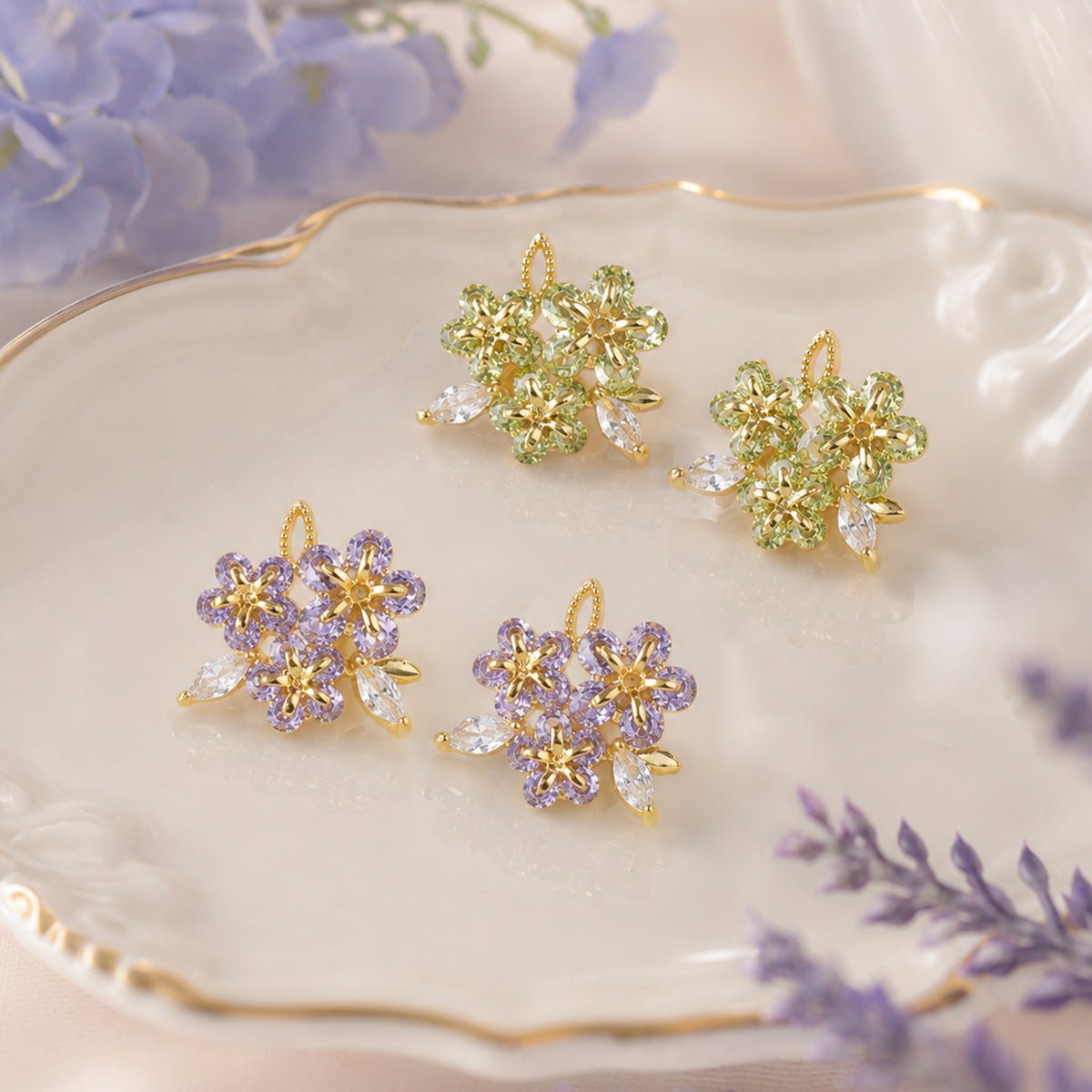 Green Lilac Earrings - Hypoallergenic - Abbott Atelier