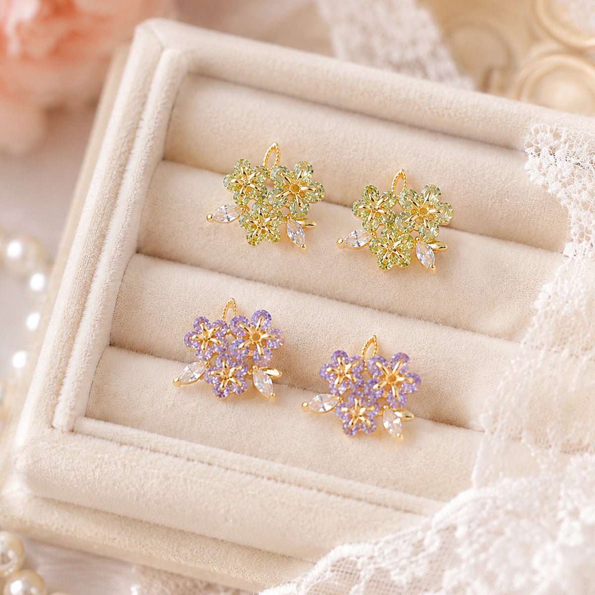 Green Lilac Earrings - Hypoallergenic - Abbott Atelier