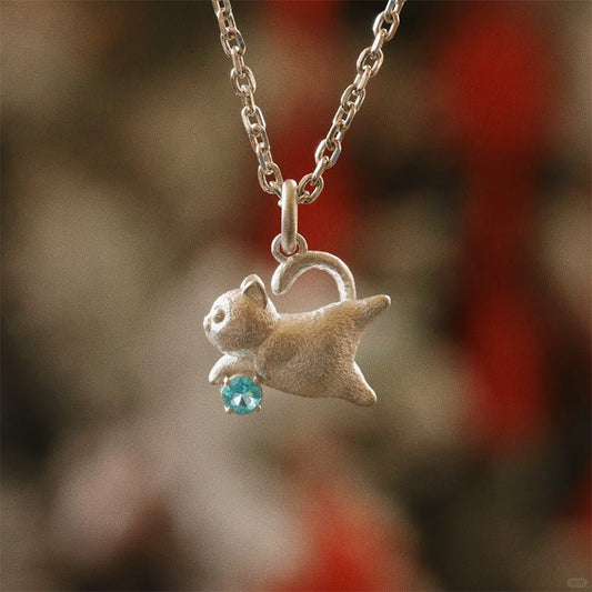 Happy Cat Necklace - Silver Plated - Abbott Atelier