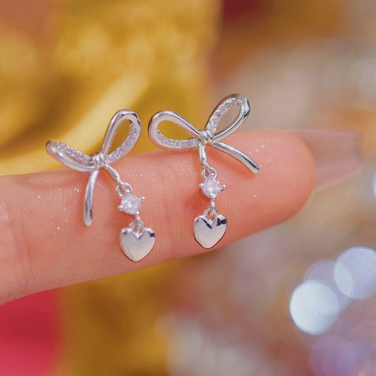 Heart Bow Earrings - Gold - Plated - Abbott Atelier
