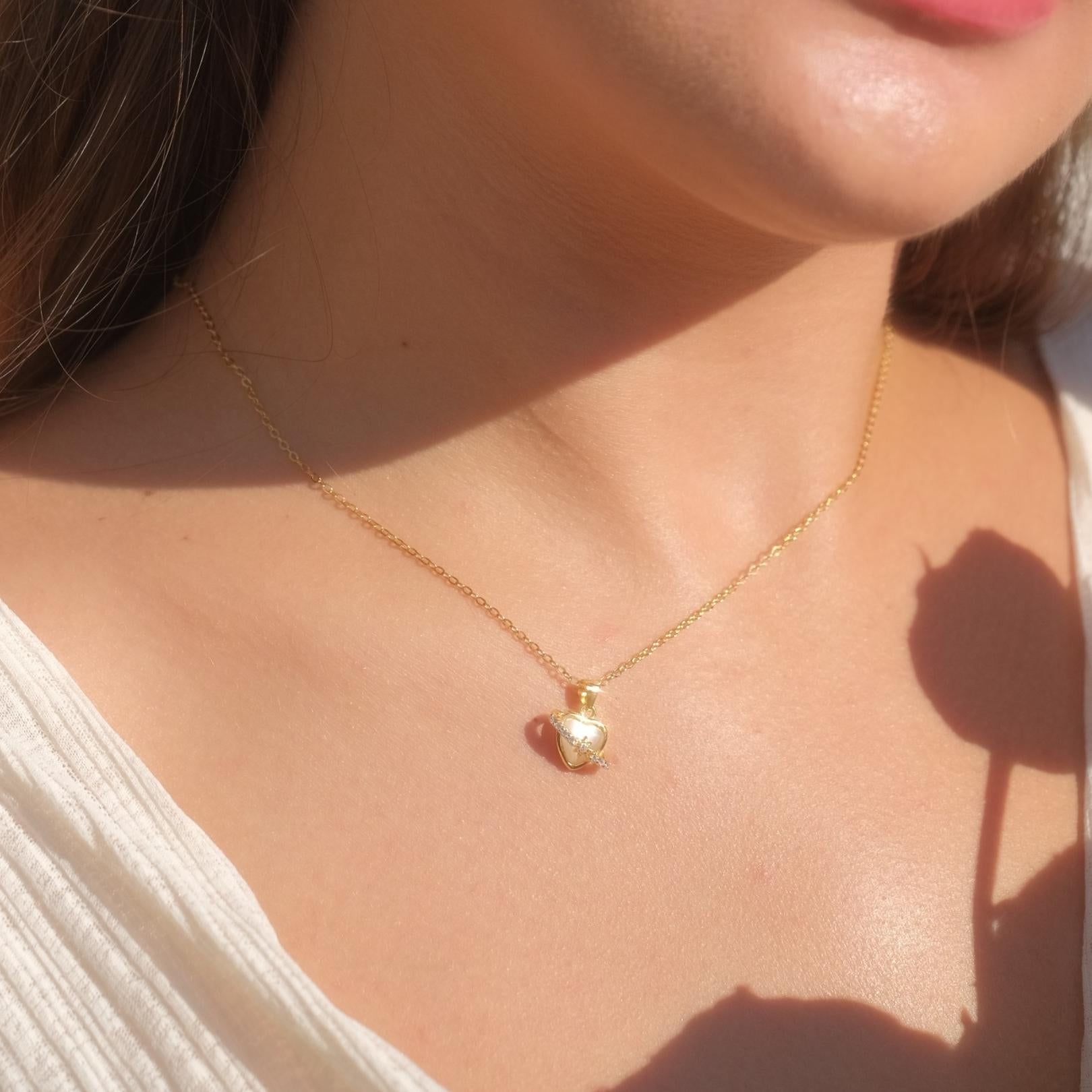 Heart Jupiter Necklace (Solid Silver) - Hypoallergenic - Abbott Atelier