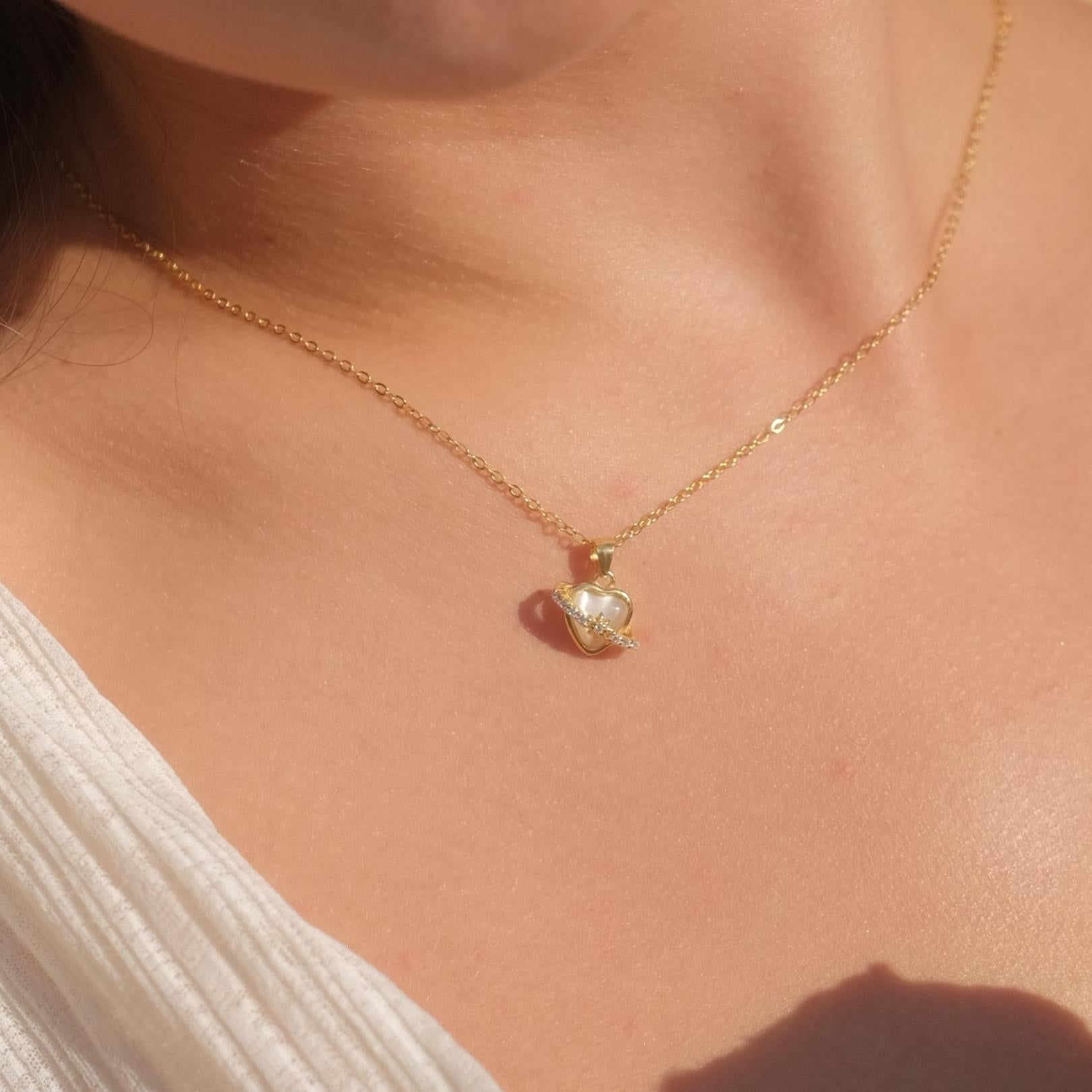 Heart Jupiter Necklace (Solid Silver) - Hypoallergenic - Abbott Atelier