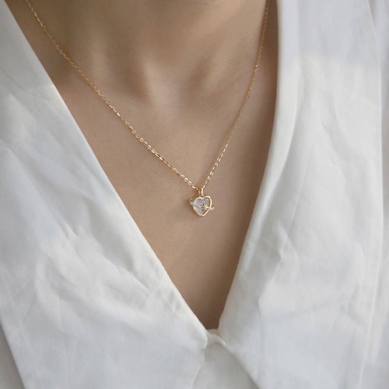 Heart Jupiter Necklace (Solid Silver) - Hypoallergenic - Abbott Atelier