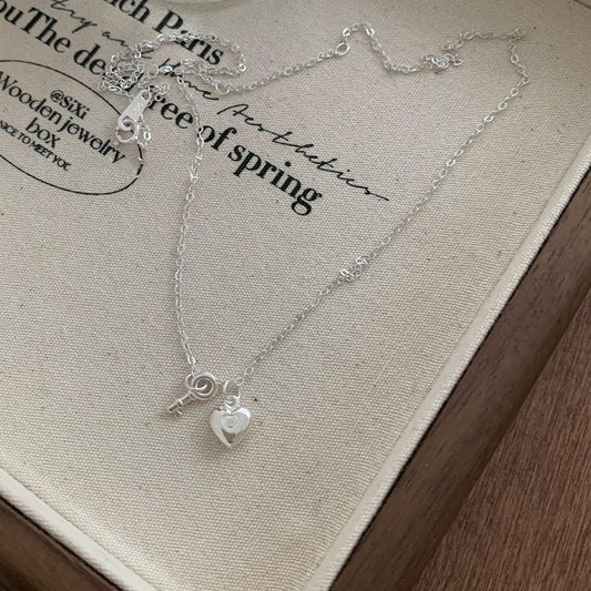 Heart Lock Necklace in Silver (Solid Silver) - Waterproof - Abbott Atelier