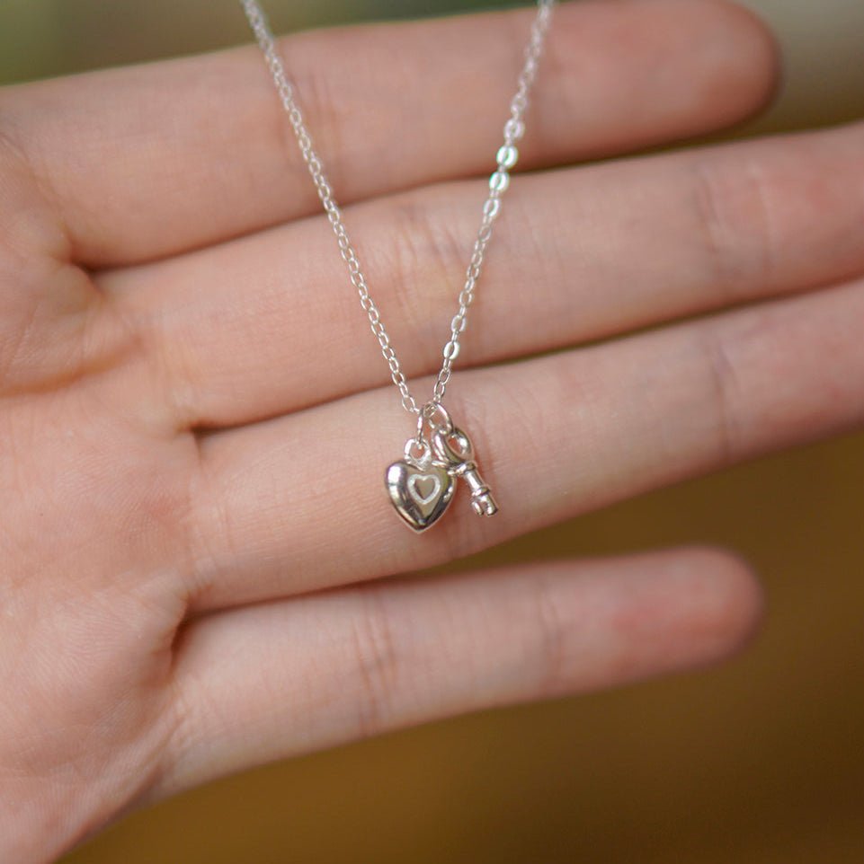 Heart Lock Necklace in Silver - Waterproof - Abbott Atelier