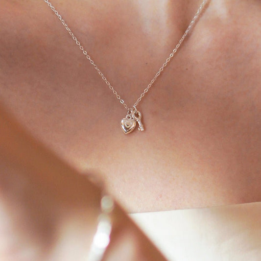 Heart Lock Necklace in Silver - Waterproof - Abbott Atelier
