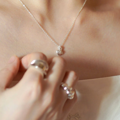 Heart Lock Necklace in Silver - Waterproof - Abbott Atelier