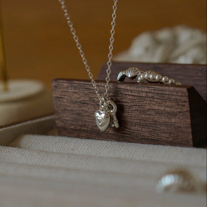 Heart Lock Necklace in Silver - Waterproof - Abbott Atelier