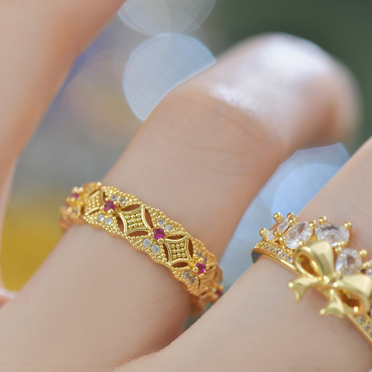 Heirloom Lattice Band Ring - Gold - Plated - Abbott Atelier