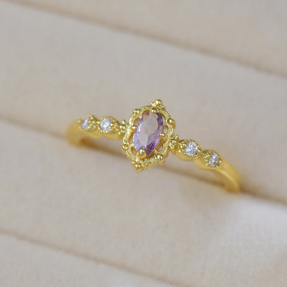 Heirloom Oval Amethyst Ring - Gold-Plated - Abbott Atelier