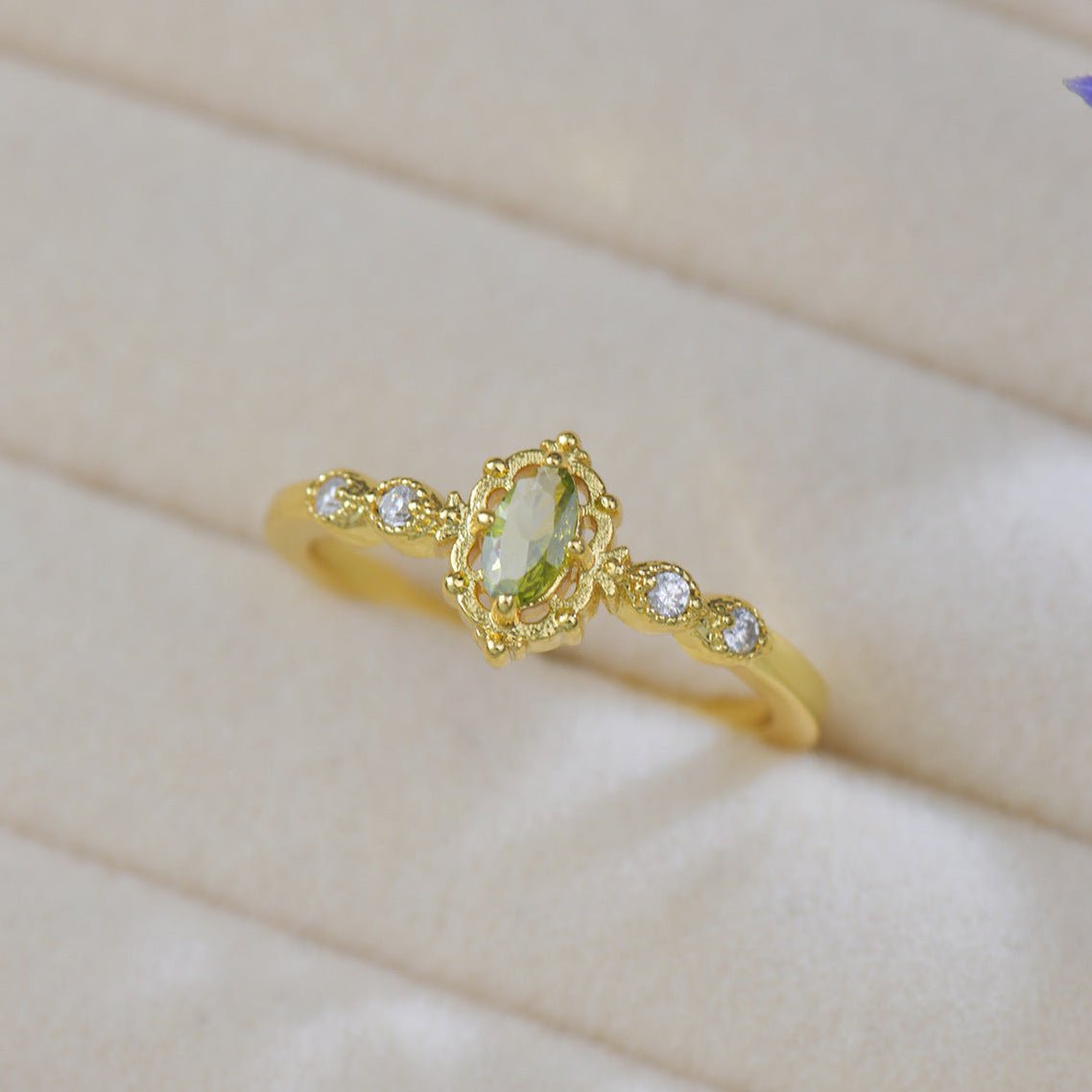 Heirloom Oval Peridot Ring - Gold-Plated - Abbott Atelier