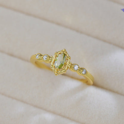 Heirloom Oval Peridot Ring - Gold-Plated - Abbott Atelier