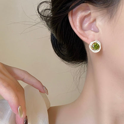 Ivana Peridot Stud Earrings - Hypoallergenic - Abbott Atelier