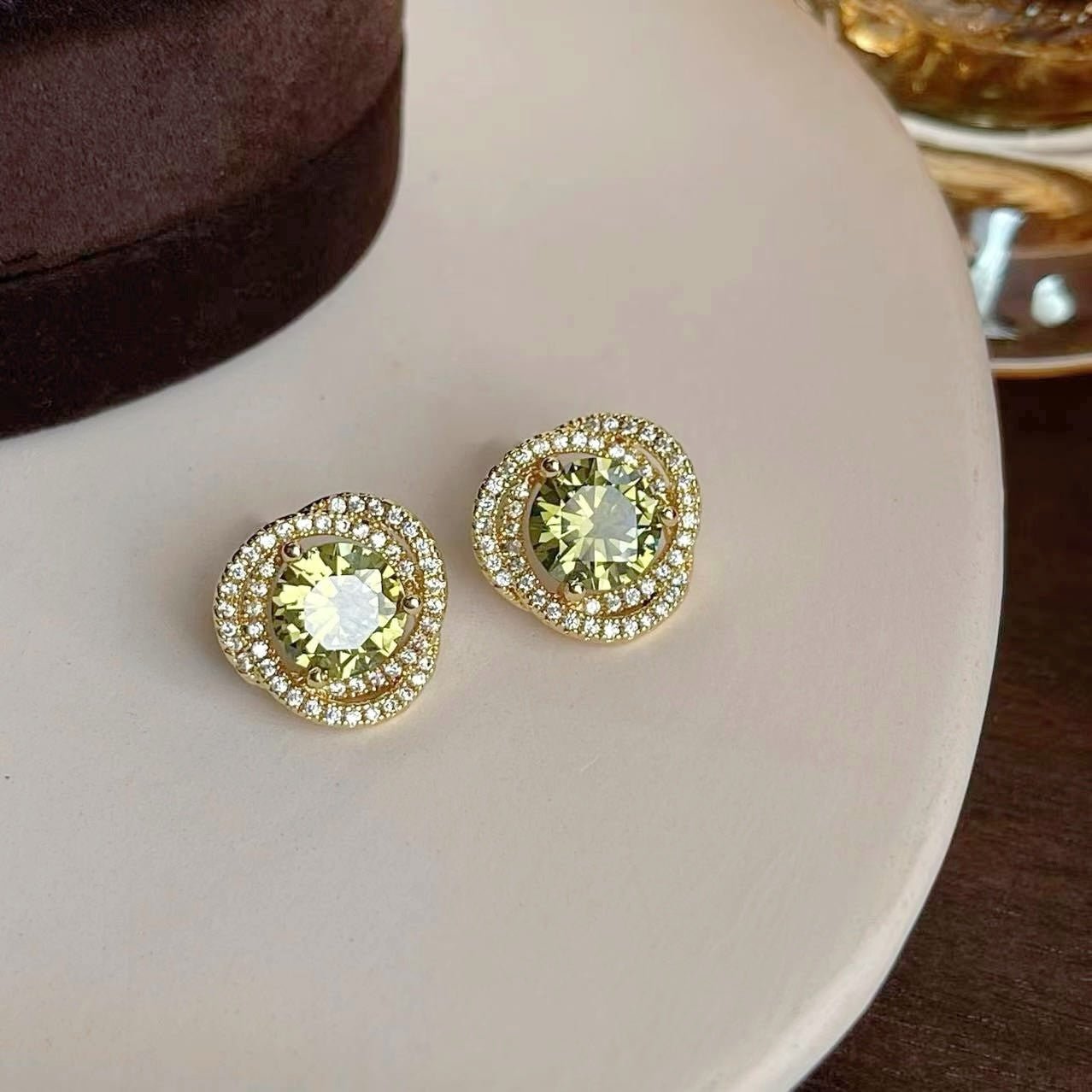 Ivana Peridot Stud Earrings - Hypoallergenic - Abbott Atelier