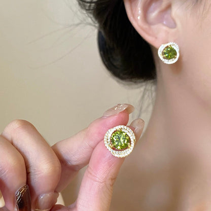 Ivana Peridot Stud Earrings - Hypoallergenic - Abbott Atelier