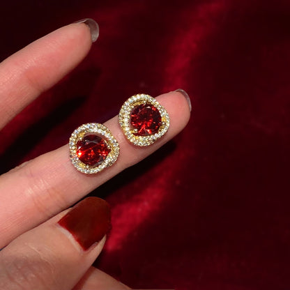 Ivana Ruby Stud Earrings - Hypoallergenic - Abbott Atelier