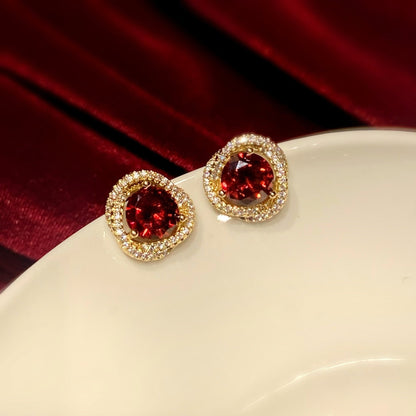 Ivana Ruby Stud Earrings - Hypoallergenic - Abbott Atelier