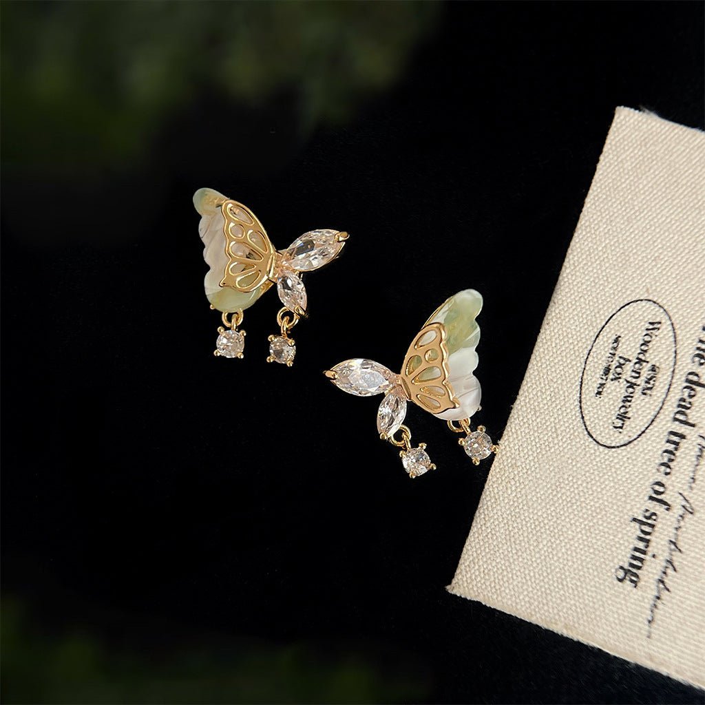 Jade Butterfly Earrings - Hypoallergenic - Abbott Atelier
