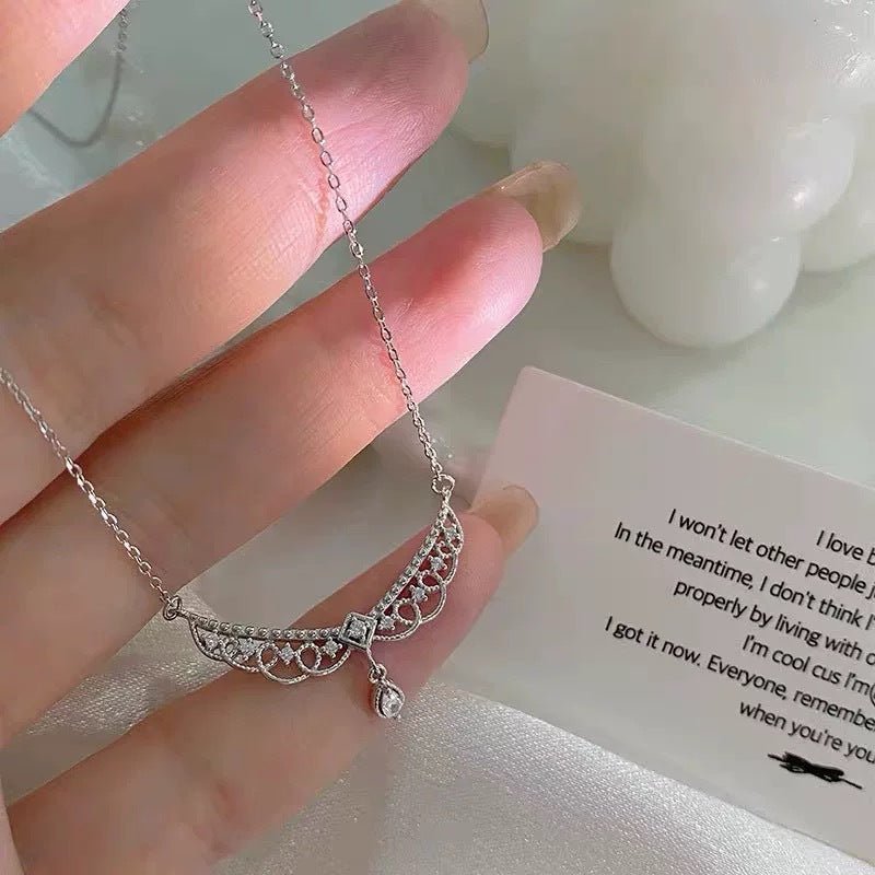 Lace Teardrop Necklace (Solid Silver) - Hypoallergenic - Abbott Atelier