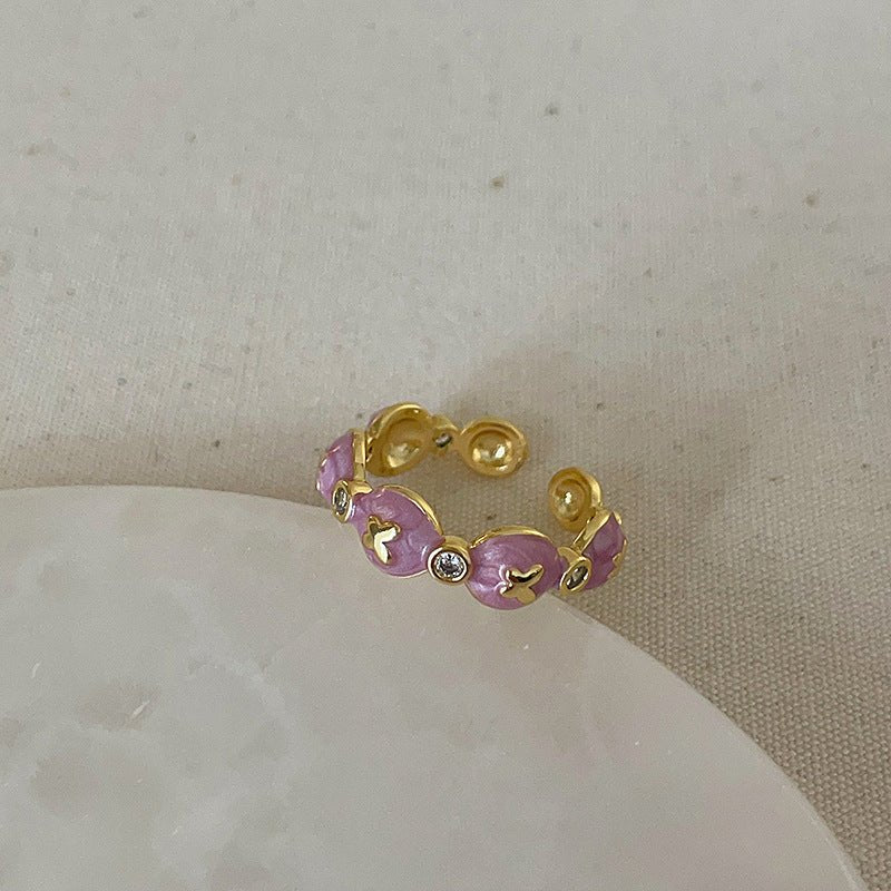 Lavender Butterfly Band Ring - Gold - Plated - Abbott Atelier