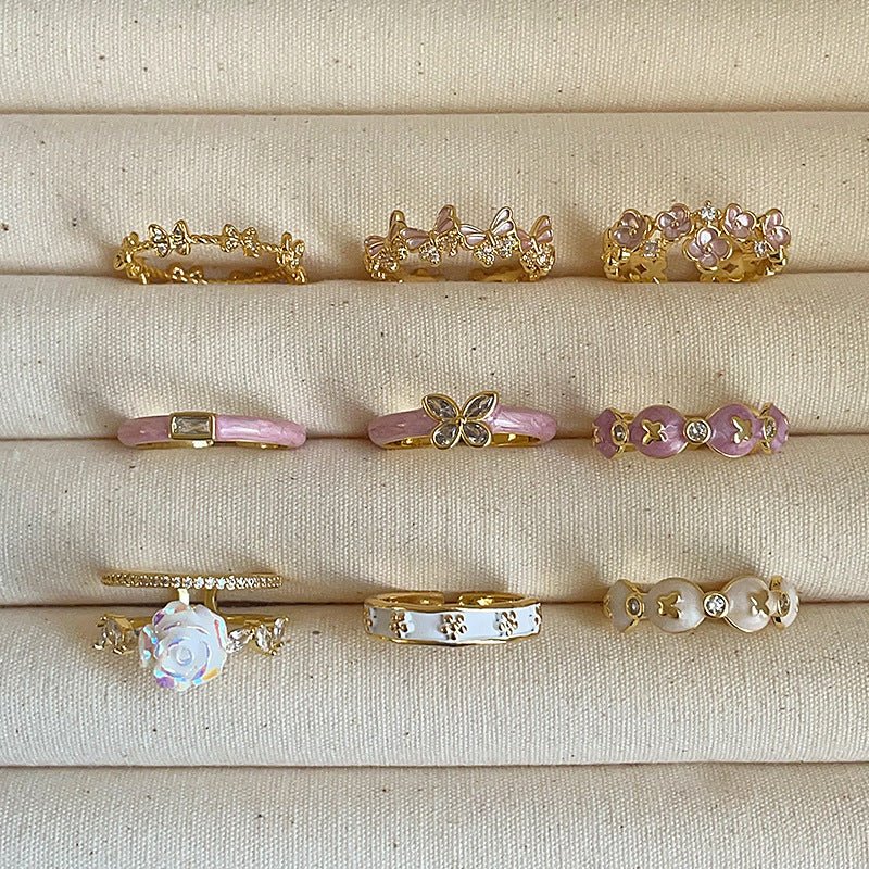 Lavender Butterfly Band Ring - Gold - Plated - Abbott Atelier