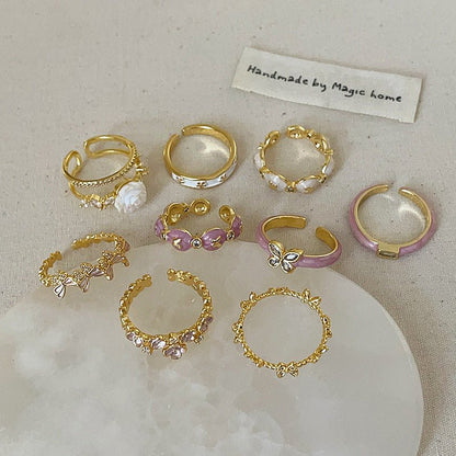 Lavender Butterfly Band Ring - Gold - Plated - Abbott Atelier