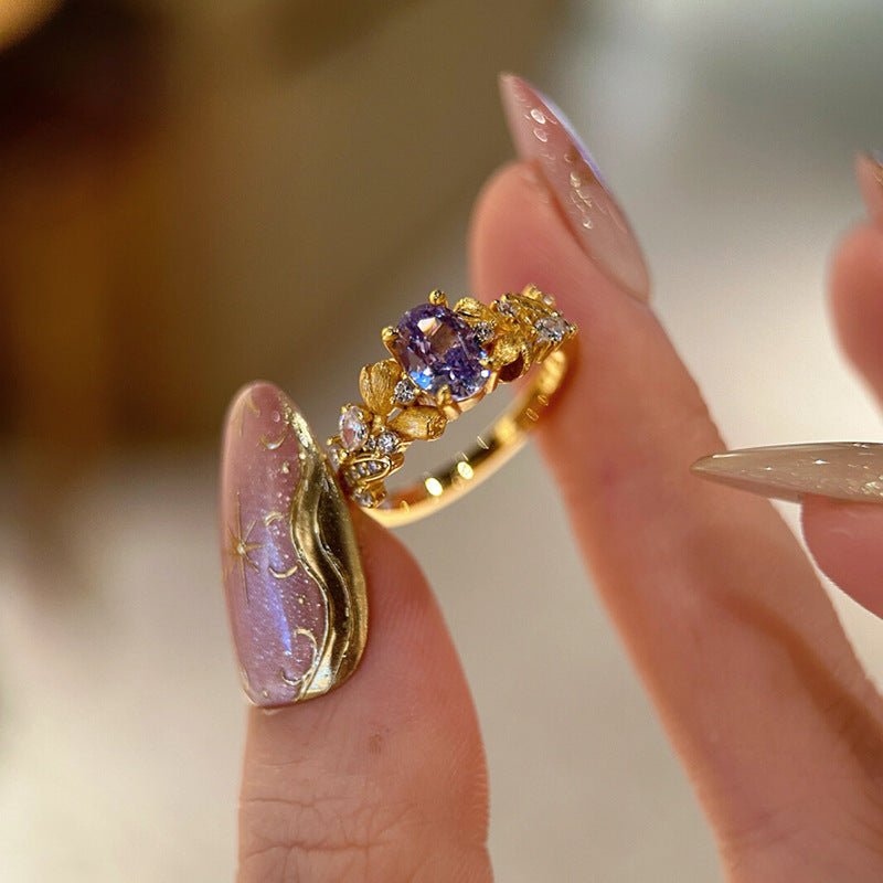 Lavender Rococo Ring - Gold Plated Brass - Abbott Atelier