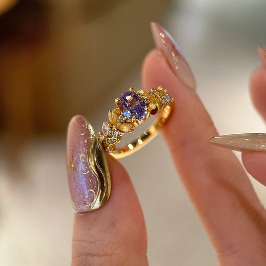 Lavender Rococo Ring - Gold Plated Brass - Abbott Atelier