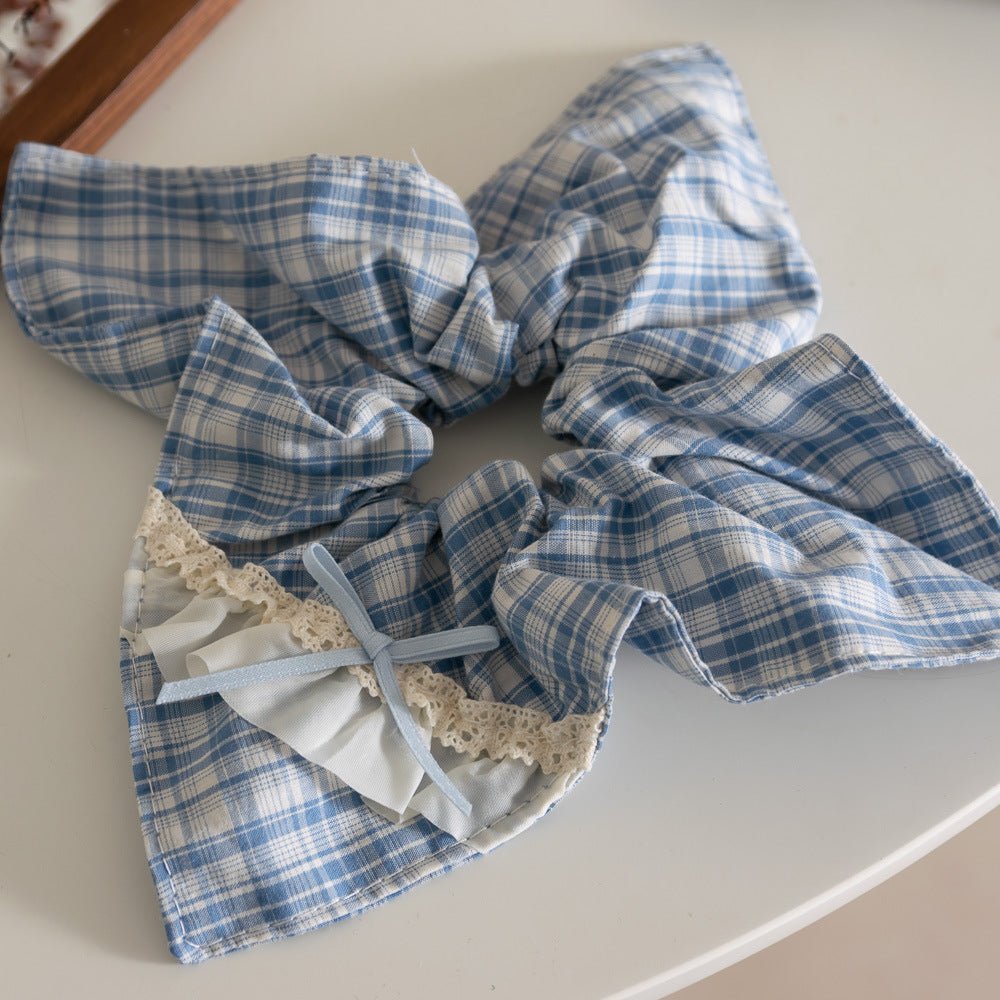 Light Blue Gingham Square Scrunchie