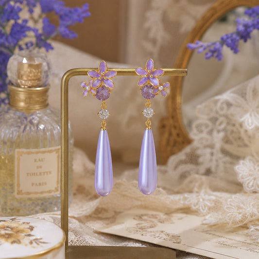 Lilac Blossom Drop Earrings - Gold Plated - Abbott Atelier
