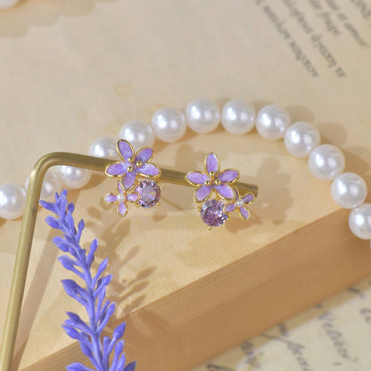 Lilac Blossom Stud Earrings - Gold Plated - Abbott Atelier