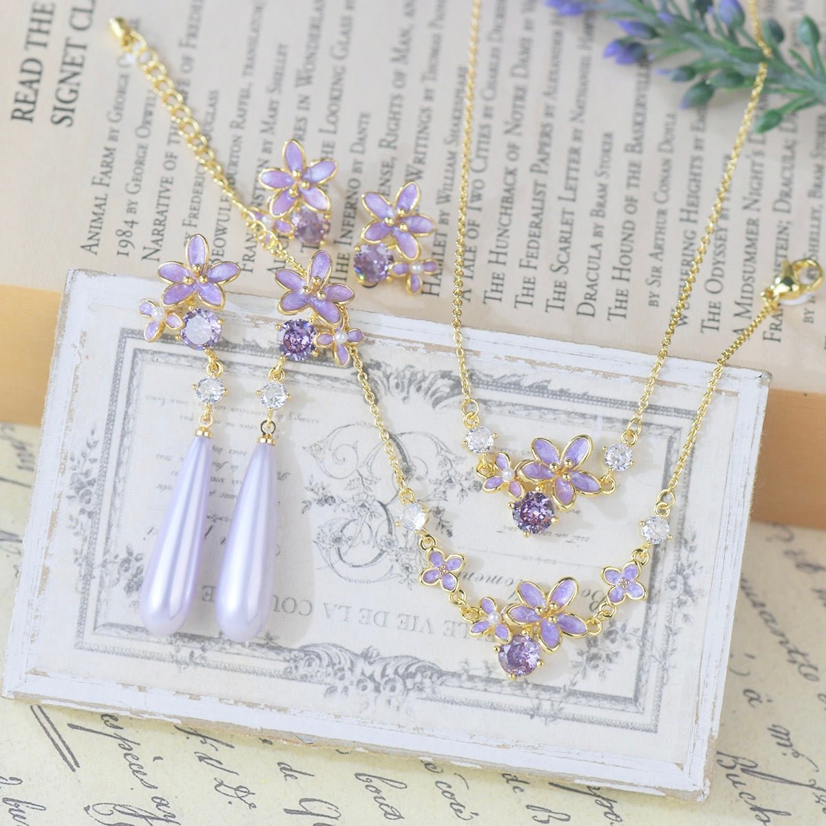 Lilac Blossom Stud Earrings - Gold Plated - Abbott Atelier