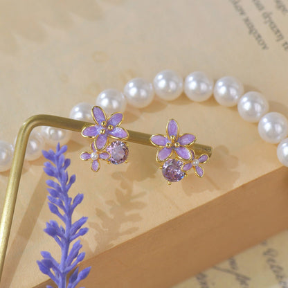 Lilac Blossom Stud Earrings - Gold Plated - Abbott Atelier