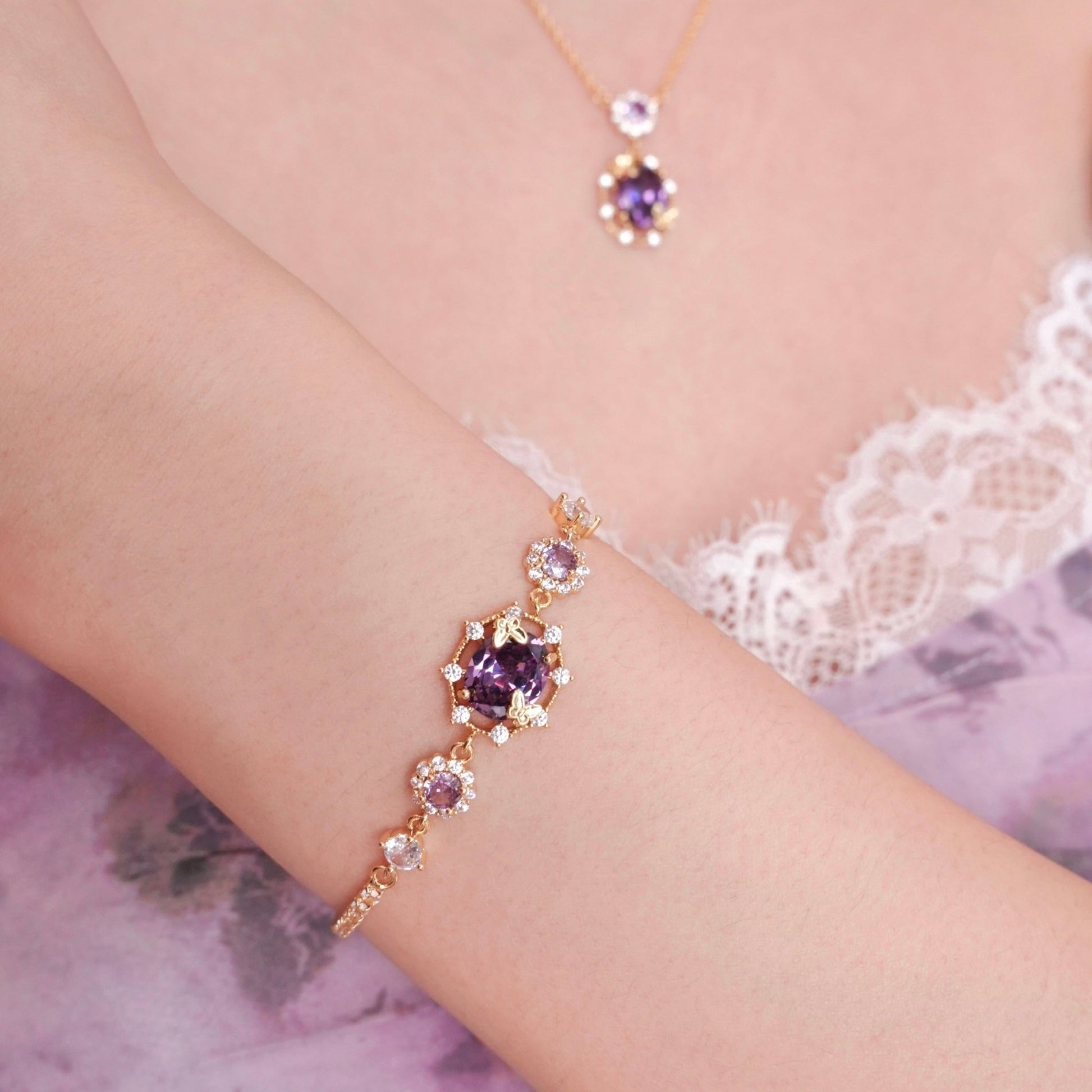 Lilac Butterfly Bracelet - Gold Plated - Abbott Atelier